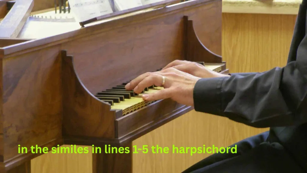 in the similes in lines 1-5 the harpsichord