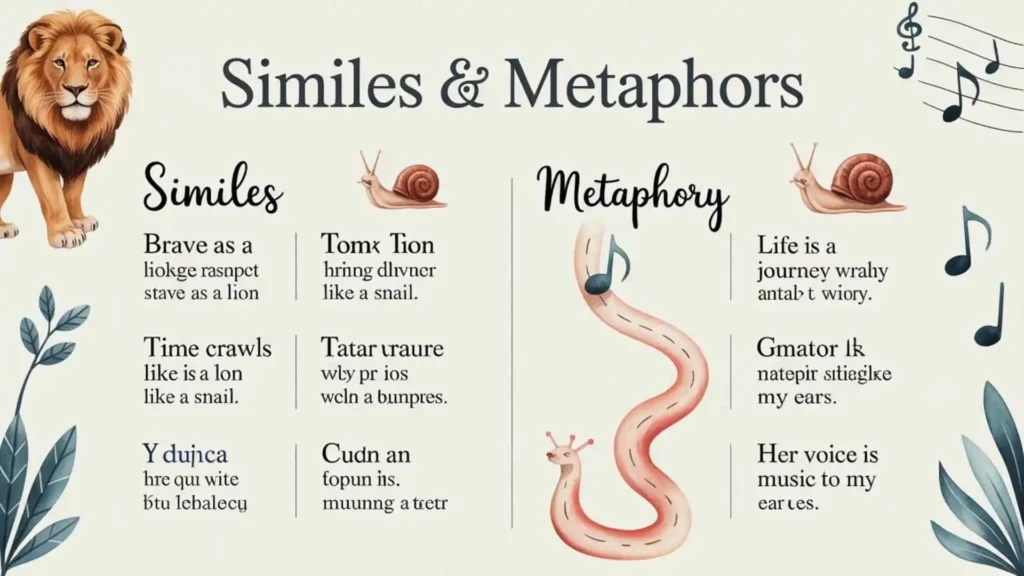 examples of similes and metaphors