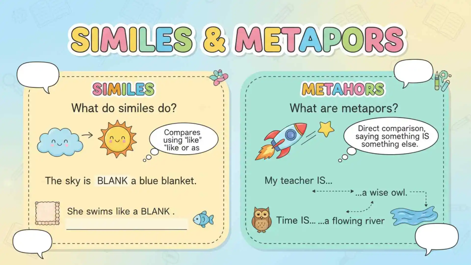 similes and metaphors worksheets