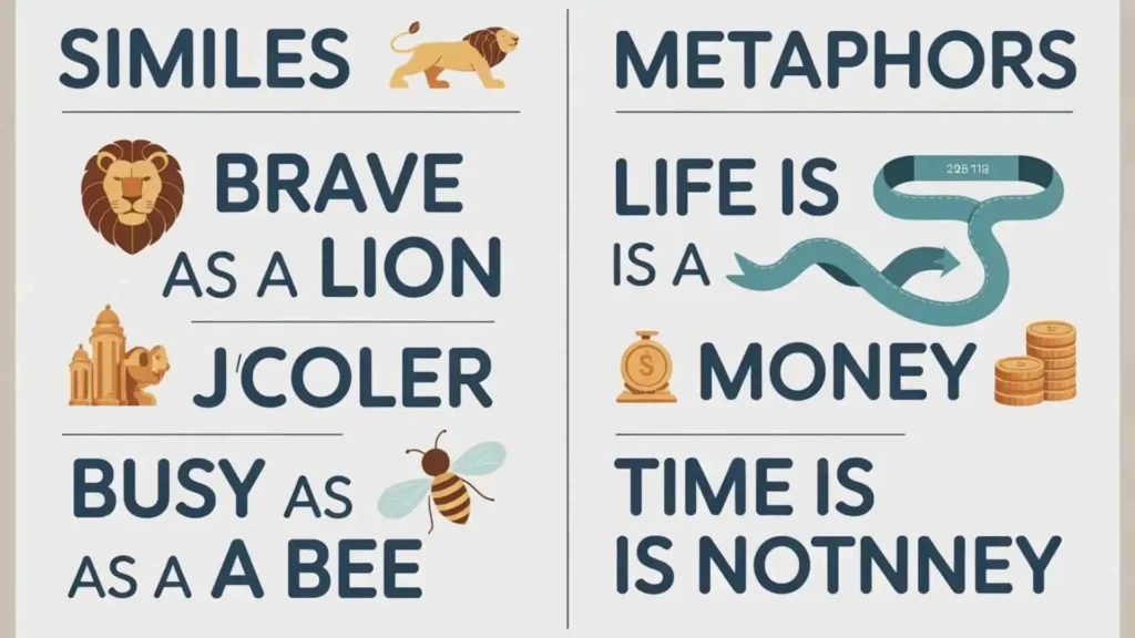 examples of similes and metaphors